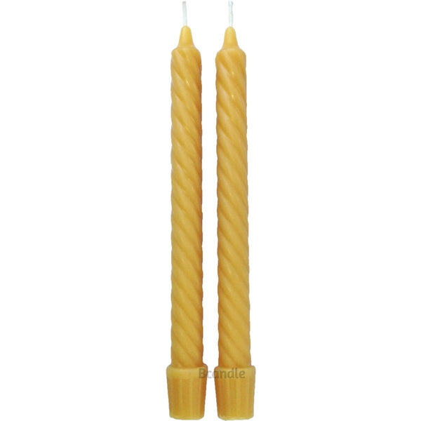 Twisted Beeswax Taper Candles, Spiral, Organic 8" Tall, 3/4" Thick