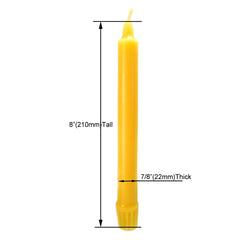 100% Beeswax Taper Candles Organic Hand Made - 8" Tall, 7/8" Thick (set of 6) - BCandle