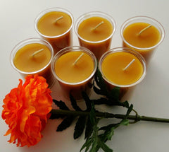 100% Beeswax Votives Candles - 2" Tall, and One Glass Votive Holder - BCandle