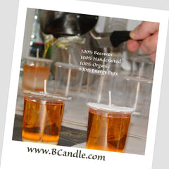 100% Pure Beeswax 15-hour Votives Candles in Cup, Organic, Hand Made - BCandle