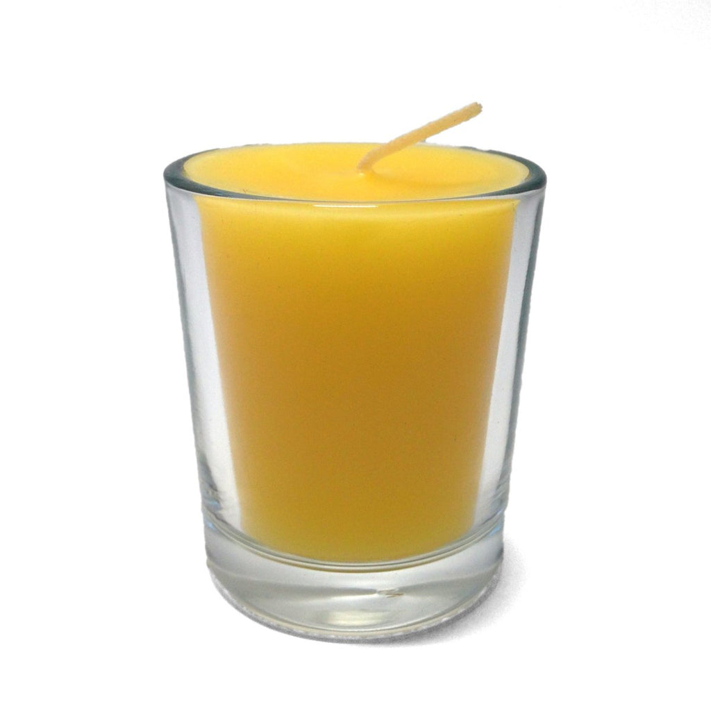 100% Pure Raw Beeswax Votive Candles in Clear Glass Holder - BCandle