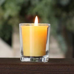 100% Pure Raw Beeswax Votive Candles in Clear Glass Holder - BCandle