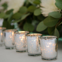 100% Pure Raw Beeswax Votive Candles in Silver Mercury Glass Holder - BCandle