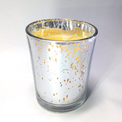 100% Pure Raw Beeswax Votive Candles in Silver Mercury Glass Holder - BCandle