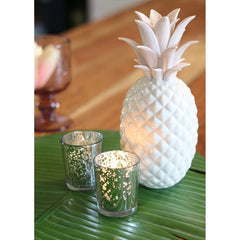 100% Pure Raw Beeswax Votive Candles in Silver Mercury Glass Holder - BCandle