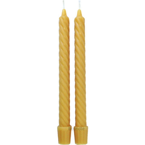 Beeswax Spiral Twist Taper Candles Organic - 8 Inch Tall