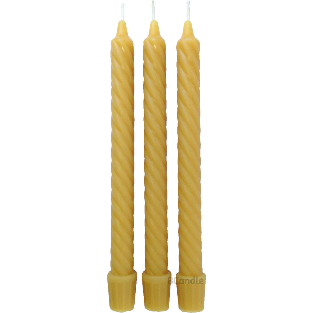 does anyone know how to make 100% beeswax spiral taper candles shiny?! 😩  1st pic is what i'm trying to achieve and the 2nd pic is what mine look  like 🥲 : r/candlemaking