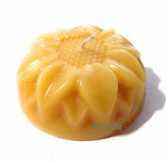 Candle Flower 100% Pure Beeswax - 3" x 3" with Square Coaster - BCandle