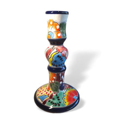 Ceramic Candle Holder - Hand Crafted, Mexican Telavera, Traditional Tall Candlestick - BCandle