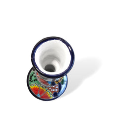 Ceramic Candle Holder - Hand Crafted, Mexican Telavera, Traditional Tall Candlestick - BCandle