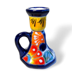 Ceramic Candle Holder - Hand Crafted, Mexican Telavera, Traditional Tall Chamberstick - BCandle