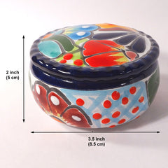 Ceramic Tealight Candle Holder - Hand Crafted, Mexican Telavera, Jar with Lid - BCandle