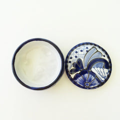 Ceramic Tealight Candle Holder - Hand Crafted, Mexican Telavera, Jar with Lid, Blue - BCandle