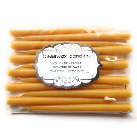 Hand-dipped Beeswax Birthday Party Candles / Natural (set of 12) - BCandle