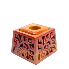 Multi Size Candle and Incense Holder, Hand Crafted, Natural Stone, Red - BCandle