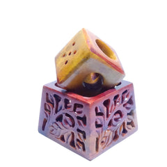 Multi Size Candle and Incense Holder, Hand Crafted, Natural Stone, Red - BCandle