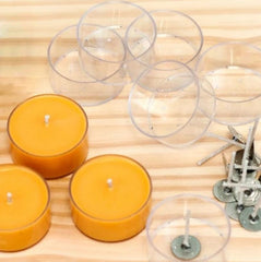 Polycarbonate Clear Plastic TEALIGHT Molds Cups Plus Wick lot of 10, 50 or 100 - BCandle