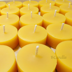 Set 100% Beeswax Tea Light Candles and Porcelain Candleholders in Box - BCandle