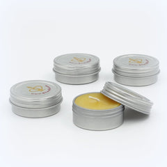 Set 100% Beeswax Tea Light in Flat Tin Container with Screwtop Cover, For Camp, Outdoor, Sports Events, Fishing - BCandle