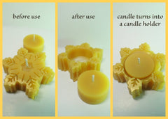 Snowflake Candle - Beeswax Candles - Decorative Beeswax Candle - 2 3/4" x 7/8" - BCandle