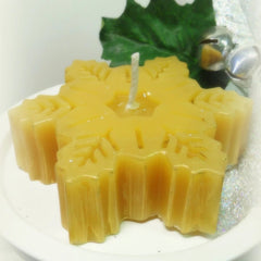 Snowflake Candle - Beeswax Candles - Decorative Beeswax Candle - 2 3/4" x 7/8" - BCandle