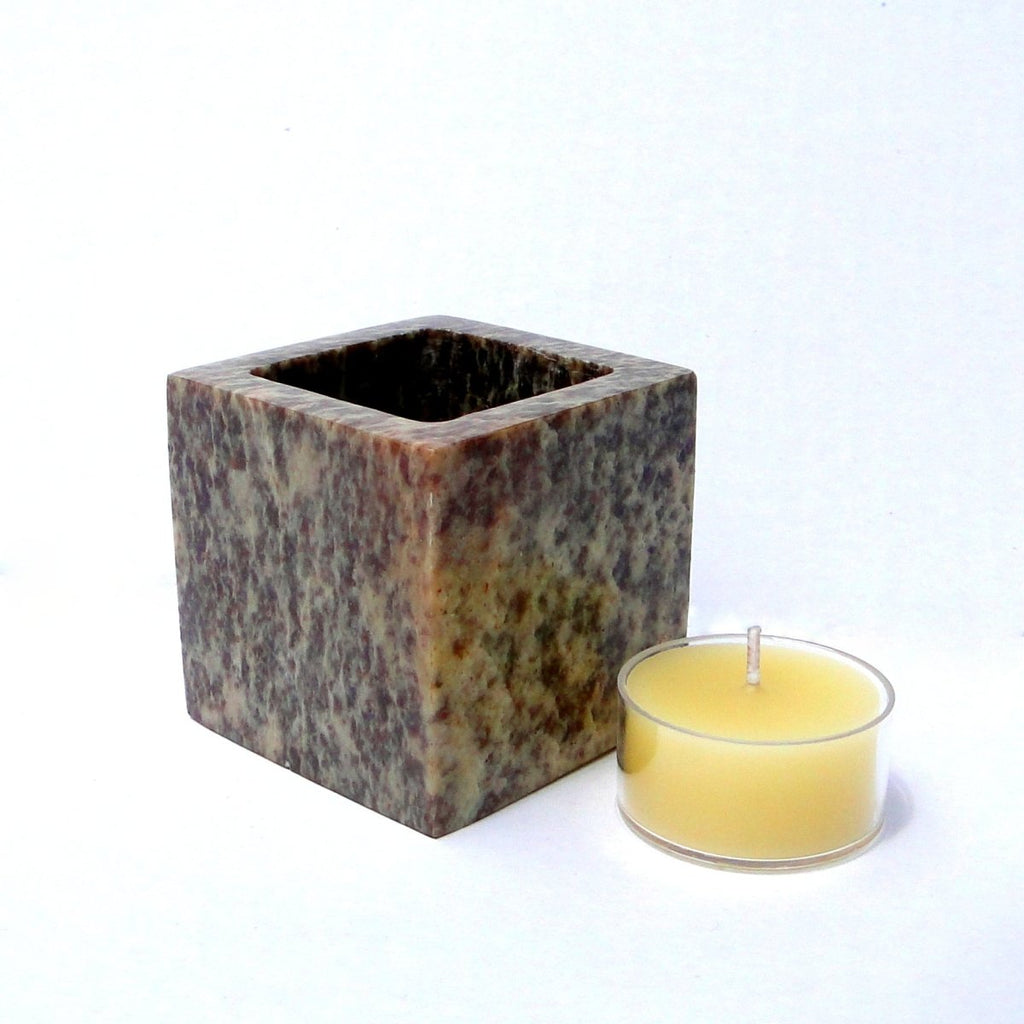 Soapstone Tealight Candle Holder - Hand Crafted, Natural Stone - BCandle