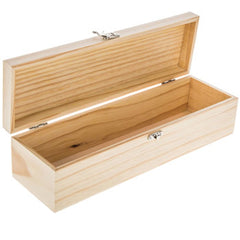 Unfinished Wooden Rectangle Box with Brass Clasp, 13.5"x4.2"x3.8" - BCandle