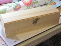 Unfinished Wooden Rectangle Box with Brass Clasp, 13.5"x4.2"x3.8" - BCandle