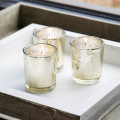 Votive Metallic Gold Mercury Glass Candle Holders - BCandle