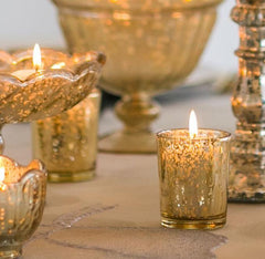 Votive Metallic Gold Mercury Glass Candle Holders - BCandle