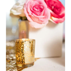 Votive Metallic Gold Mercury Glass Candle Holders - BCandle