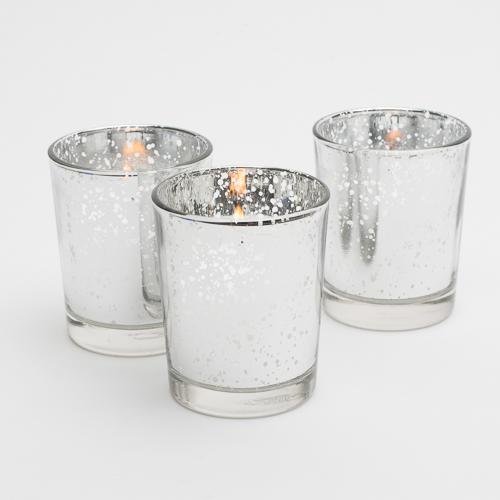 Votive Metallic Silver Mercury Glass Candle Holders - BCandle