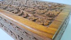 Wooden Box 6"x10"x2.3", Hand Carved Flowers & Vines Design - BCandle