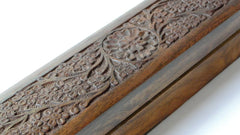Wooden Incense Box 2.5x12x2 Inch, Hand Carved Flowers & Vines Design - BCandle
